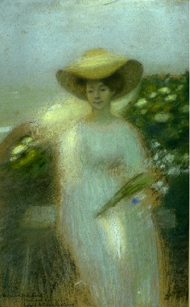 Jeune fille dans un jardin